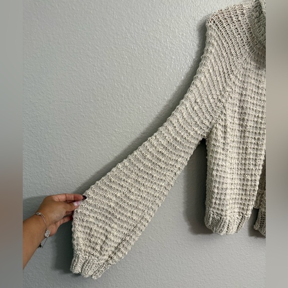 Free People Cream Knit Sweater Collar and open front - Picture 6 of 8